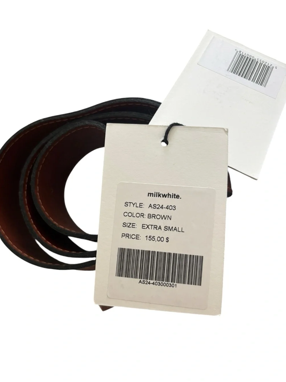 Milkwhite Leather Logo Belt